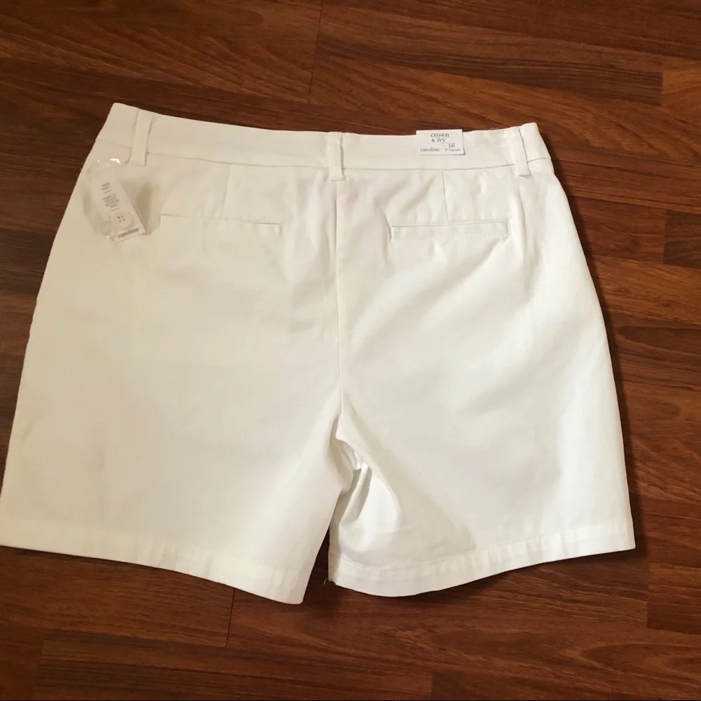 Crown & Ivy Caroline 7” Inseam Shorts Classic Fit Comfort White Size 16 New - Picture 5 of 12